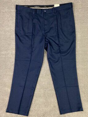 Oak Hill Dress Pants Slacks Mens 50x32 Navy Blue Pleated Pleats NEW NWT